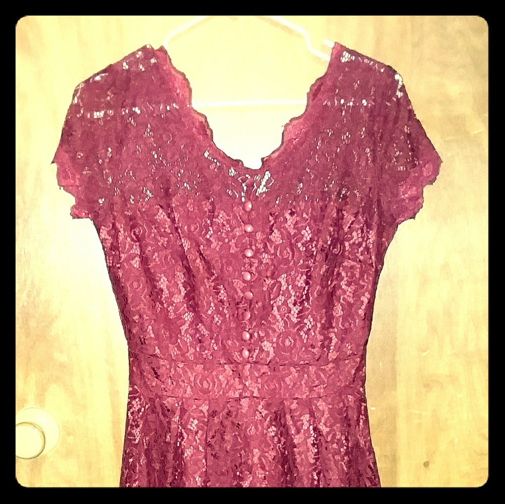 Lace Lined Tea Length Vintage Dress